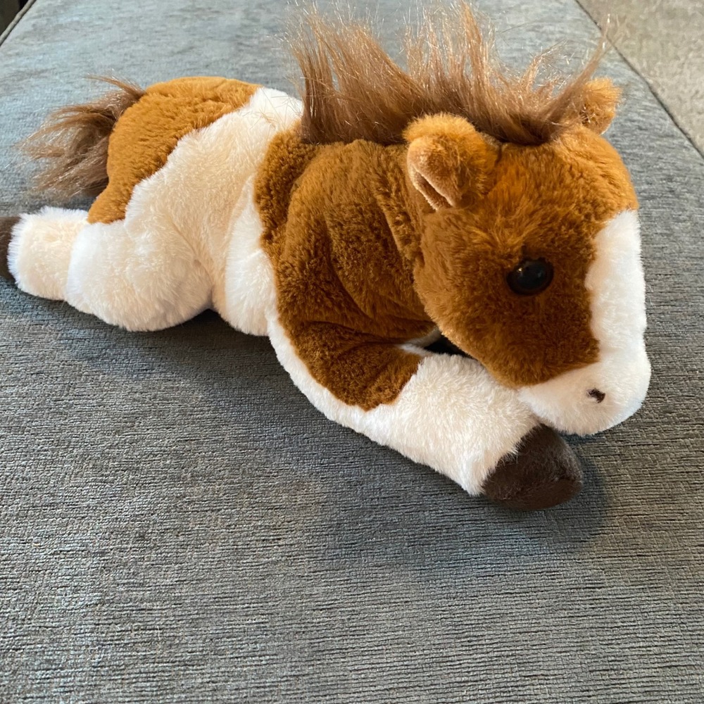 FAO Schwarz Horse Plush Toy Kids Brown White‎ Excellent Pinto Pony Plush